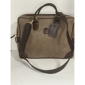 BRIC'S LIFE resistant fabric & leather 15" laptop bag, light brown Made in Italy